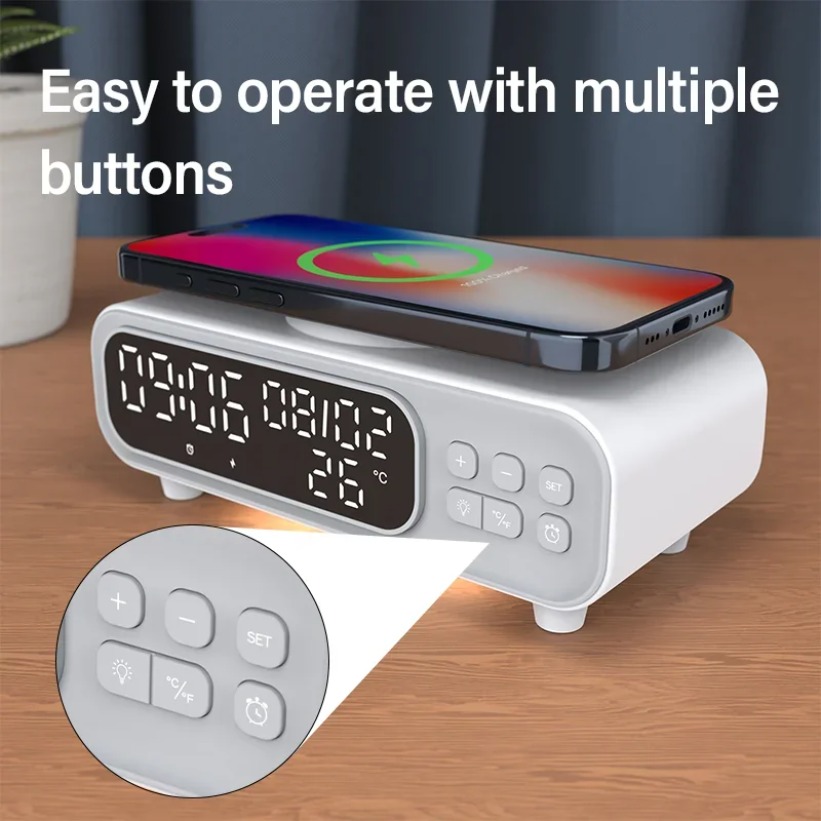 Usb C Earphone - Cargador inalámbrico de 15W, despertador de